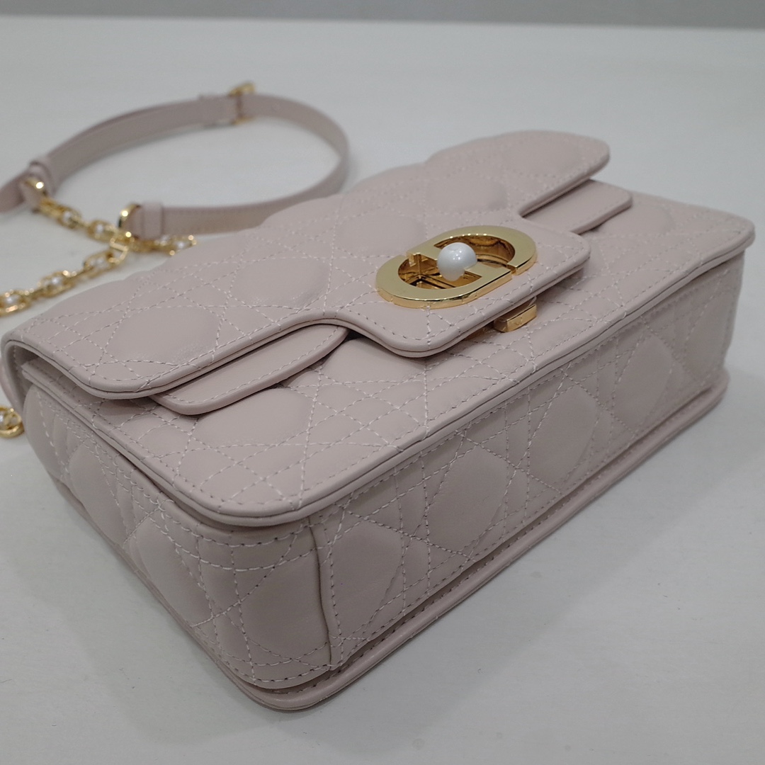 Small Dior Jolie Top Handle Bag Powder Beige Cannage Calfskin